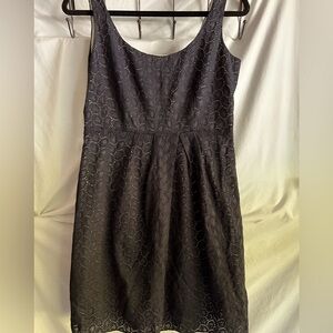 Tahari Women's Black Eyelet Pleated Sheath Dress Sleeveless